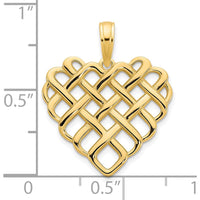 14K Yellow Gold Fancy Woven Heart Pendant - Polished Finish by Oro Pregiato