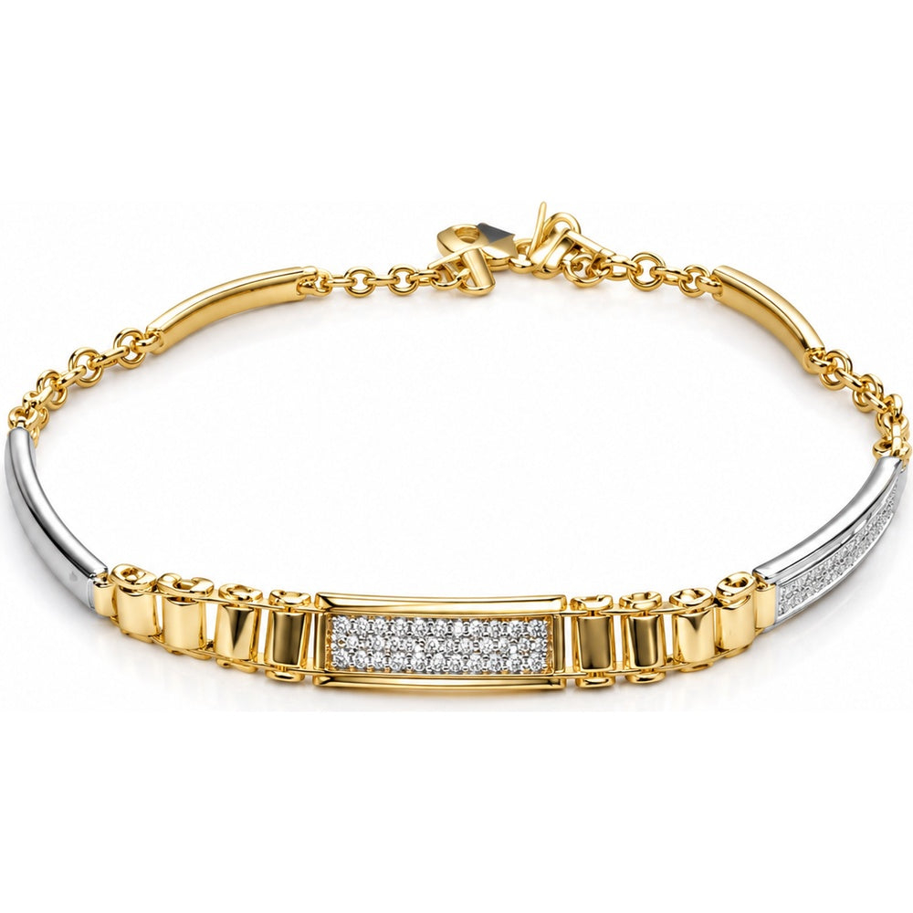 14K Yellow Gold Fashion Bracelet with Pave Set Round Diamonds - 1.60 Carat Total Diamond Weight by Auriventus