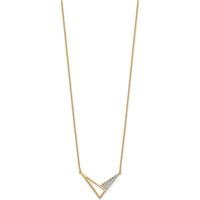 14K Yellow Gold Fashion Necklace with Geometric Triangle Design and 1/10 Carat Round Diamonds - 22 Stones by Oro Pregiato
