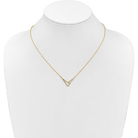 14K Yellow Gold Fashion Necklace with Geometric Triangle Design and 1/10 Carat Round Diamonds - 22 Stones by Oro Pregiato
