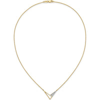 14K Yellow Gold Fashion Necklace with Geometric Triangle Design and 1/10 Carat Round Diamonds - 22 Stones by Oro Pregiato