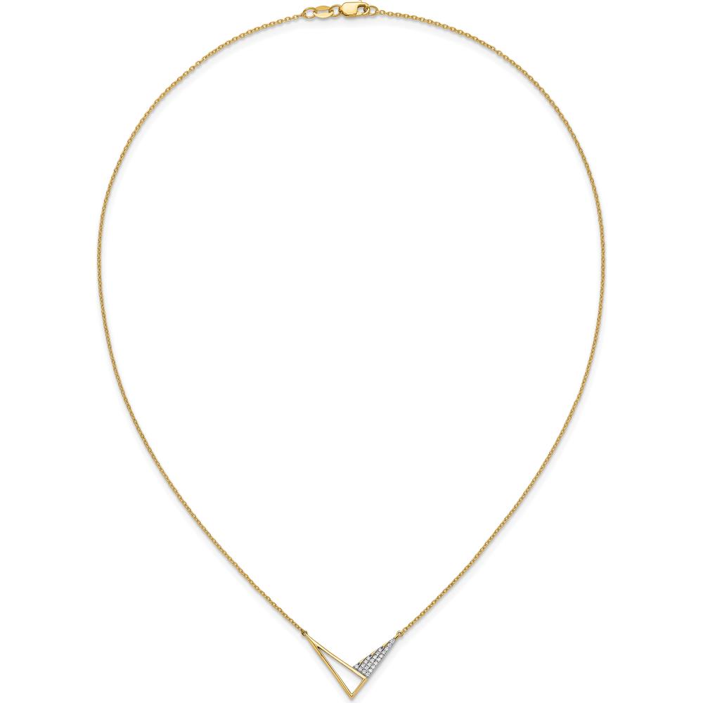 14K Yellow Gold Fashion Necklace with Geometric Triangle Design and 1/10 Carat Round Diamonds - 22 Stones by Oro Pregiato