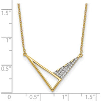 14K Yellow Gold Fashion Necklace with Geometric Triangle Design and 1/10 Carat Round Diamonds - 22 Stones by Oro Pregiato