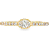 14K Yellow Gold Fashion Ring with Bezel Set Marquise Diamond and Pavé Round Diamond Band - 0.41 Carat Total Diamond Weight by Auriventus