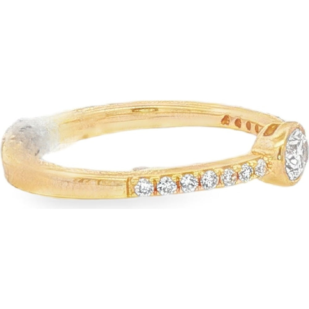 14K Yellow Gold Fashion Ring with Bezel Set Marquise Diamond and Pavé Round Diamond Band - 0.41 Carat Total Diamond Weight by Auriventus