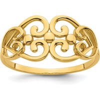 14K Yellow Gold Fashion Ring with Cut-Out Heart Design - Polished Finish by 0