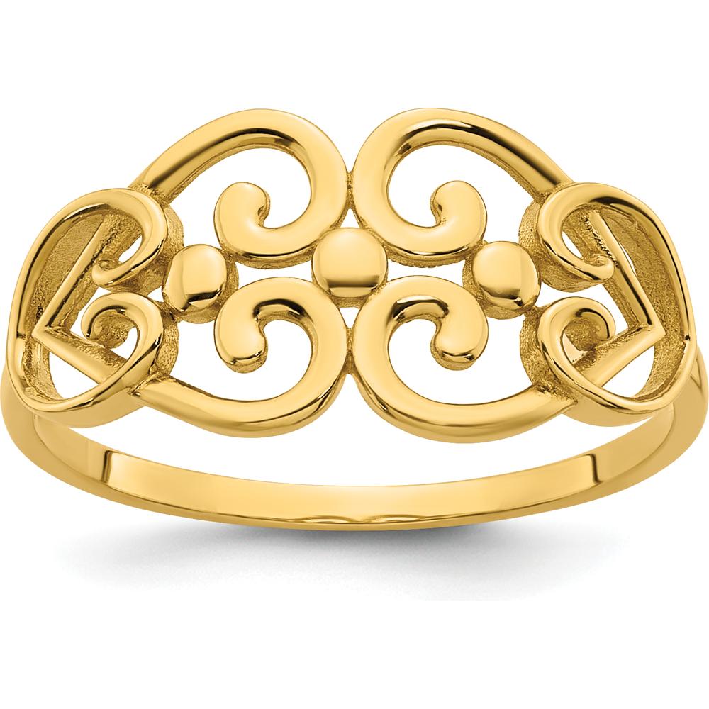14K Yellow Gold Fashion Ring with Cut-Out Heart Design - Polished Finish by 0