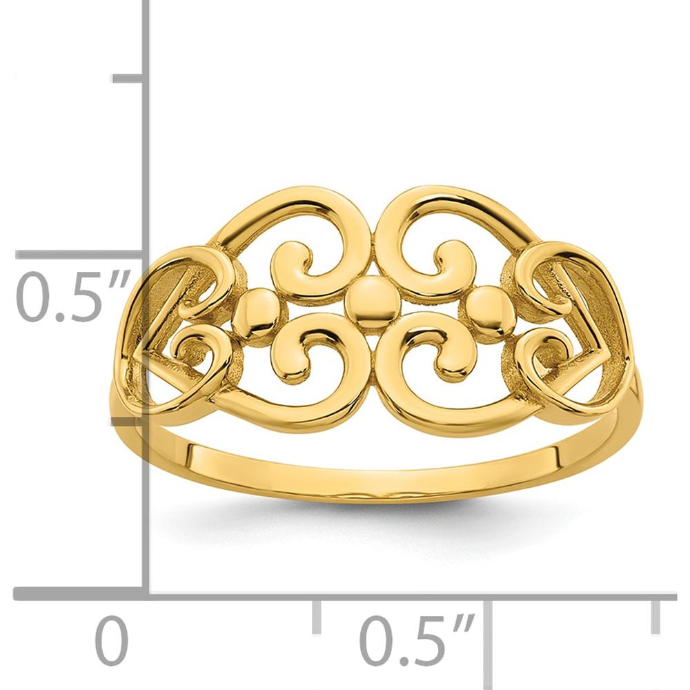 14K Yellow Gold Fashion Ring with Cut-Out Heart Design - Polished Finish by 0