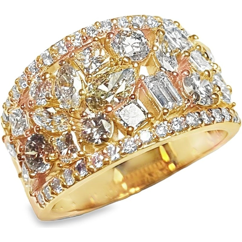 14K Yellow Gold Fashion Ring with Mixed Round, Princess, and Baguette Diamonds - 2.89 Carat Total Diamond Weight by Auriventus