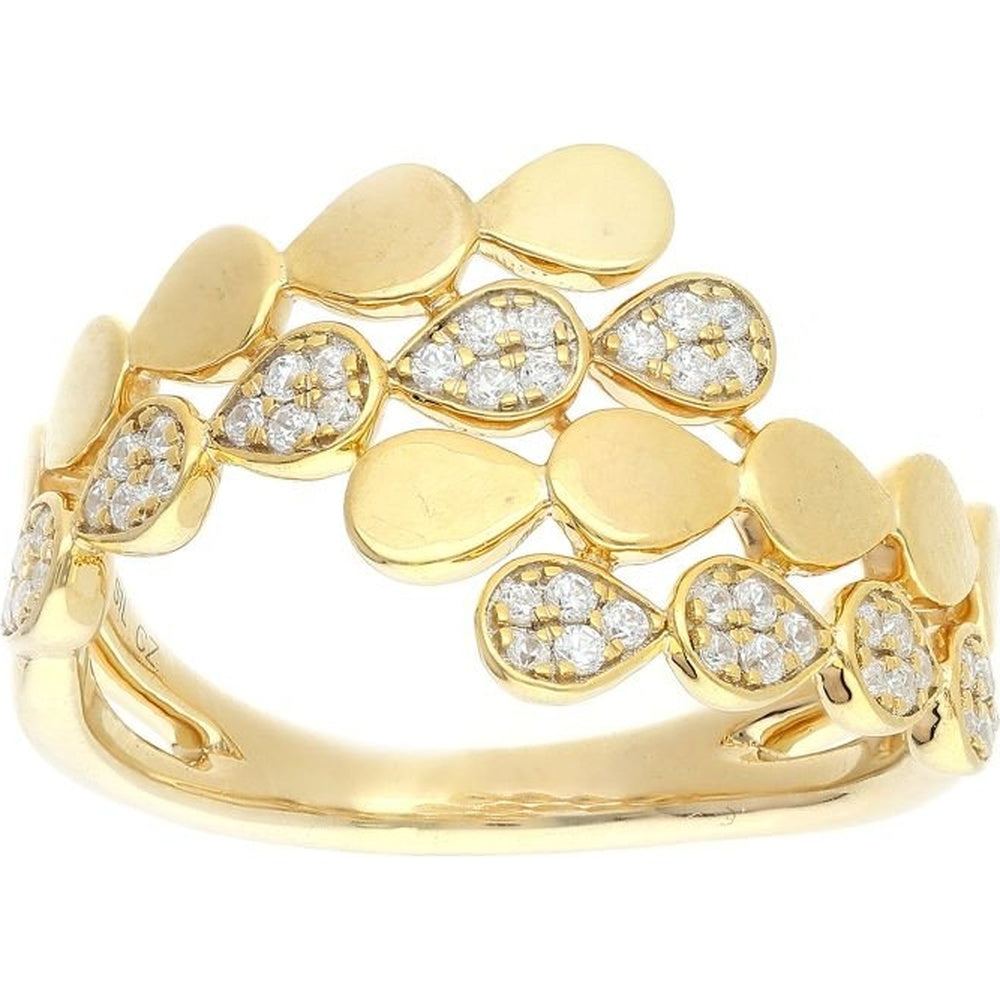 14K Yellow Gold Fashion Ring with Pavé Set Round Diamonds in Pear Motifs - 0.28 Carat Total Diamond Weight by Auriventus