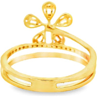 14K Yellow Gold Fashion Ring with Pear-Shaped Diamond Floral Cluster and Split Shank - 0.42 Carat Total Diamond Weight by Auriventus