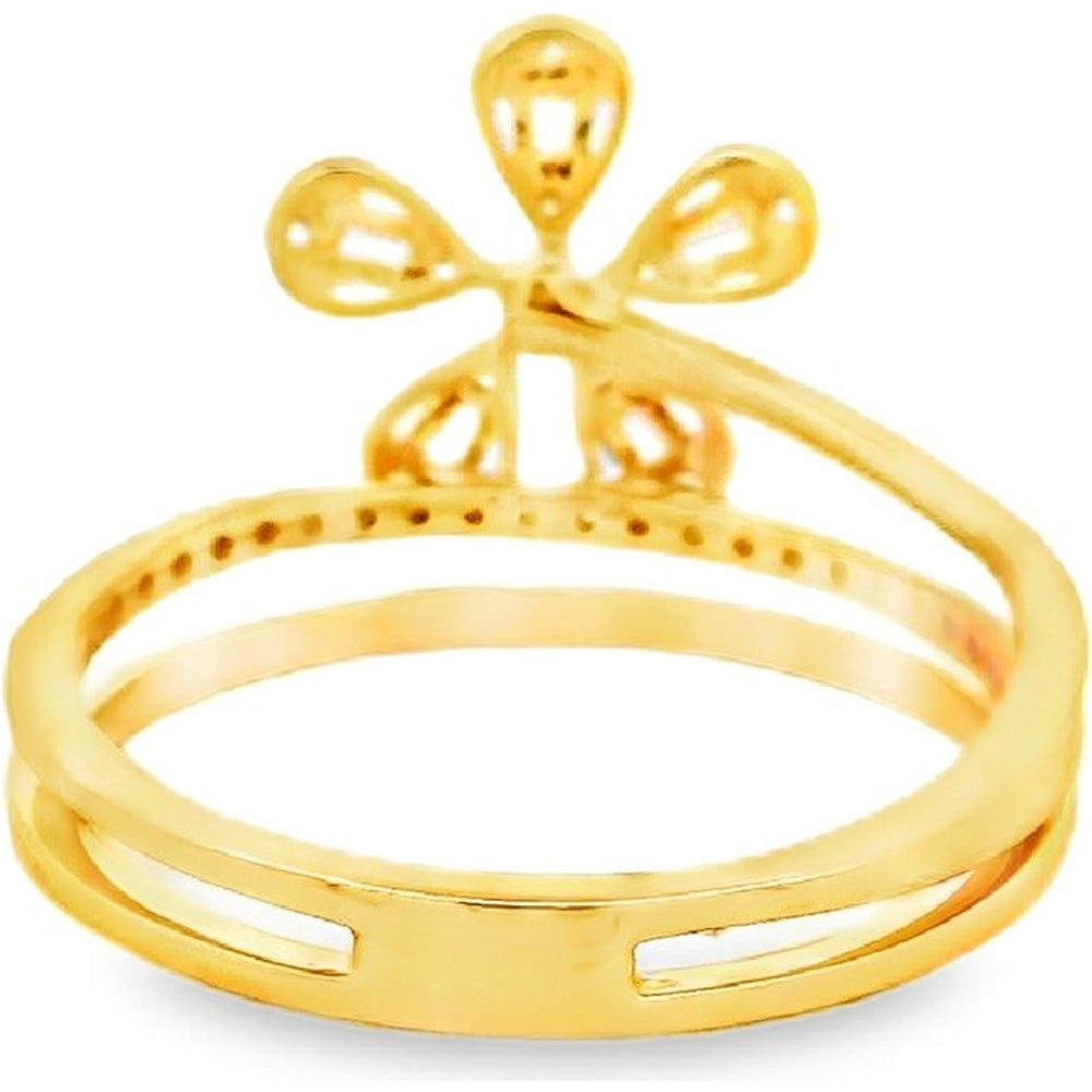 14K Yellow Gold Fashion Ring with Pear-Shaped Diamond Floral Cluster and Split Shank - 0.42 Carat Total Diamond Weight by Auriventus