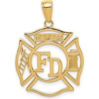 14K Yellow Gold FD Member Shield Pendant - Polished Finish, 30mm Length by Oro Pregiato