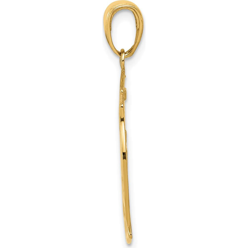 14K Yellow Gold FD Member Shield Pendant - Polished Finish, 30mm Length by Oro Pregiato