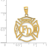 14K Yellow Gold FD Member Shield Pendant - Polished Finish, 30mm Length by Oro Pregiato