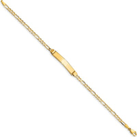 14K Yellow Gold Figaro Chain ID Bracelet with Polished Solid Plate - 8" Length by Oro Pregiato