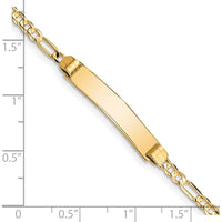 14K Yellow Gold Figaro Chain ID Bracelet with Polished Solid Plate - 8" Length by Oro Pregiato