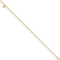 14K Yellow Gold Figaro Link Anklet with Dangling Puffed Heart - 9" Length