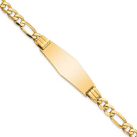14K Yellow Gold Figaro Link ID Bracelet with Solid Plate Charm - 7" Length by Oro Pregiato