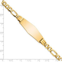 14K Yellow Gold Figaro Link ID Bracelet with Solid Plate Charm - 7" Length by Oro Pregiato