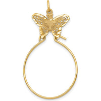 14K Yellow Gold Filigree Butterfly Charm Holder Pendant 40mm by Oro Pregiato