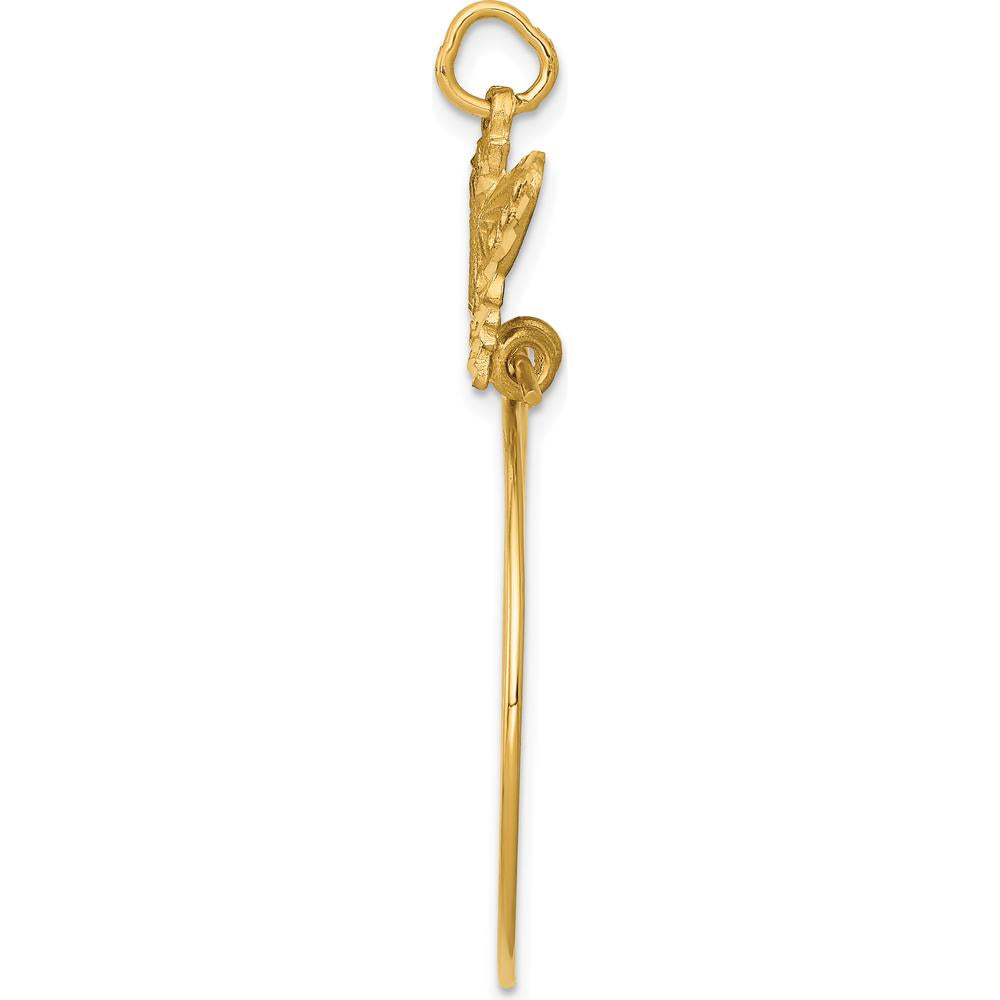 14K Yellow Gold Filigree Butterfly Charm Holder Pendant 40mm by Oro Pregiato