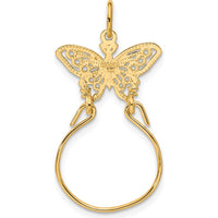 14K Yellow Gold Filigree Butterfly Charm Holder Pendant 40mm by Oro Pregiato