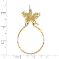 14K Yellow Gold Filigree Butterfly Charm Holder Pendant 40mm by Oro Pregiato