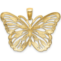 14K Yellow Gold Filigree Butterfly Pendant with White Rhodium Accents - 22mm x 34mm by Oro Pregiato