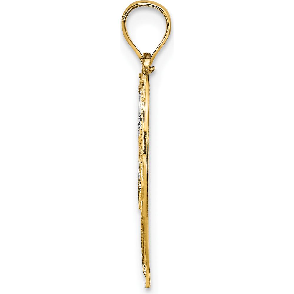 14K Yellow Gold Filigree Center Round Charm with White Rhodium Accents by Oro Pregiato