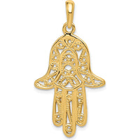 14K Yellow Gold Filigree Chamseh Pendant - Handcrafted Spiritual Charm by Oro Pregiato