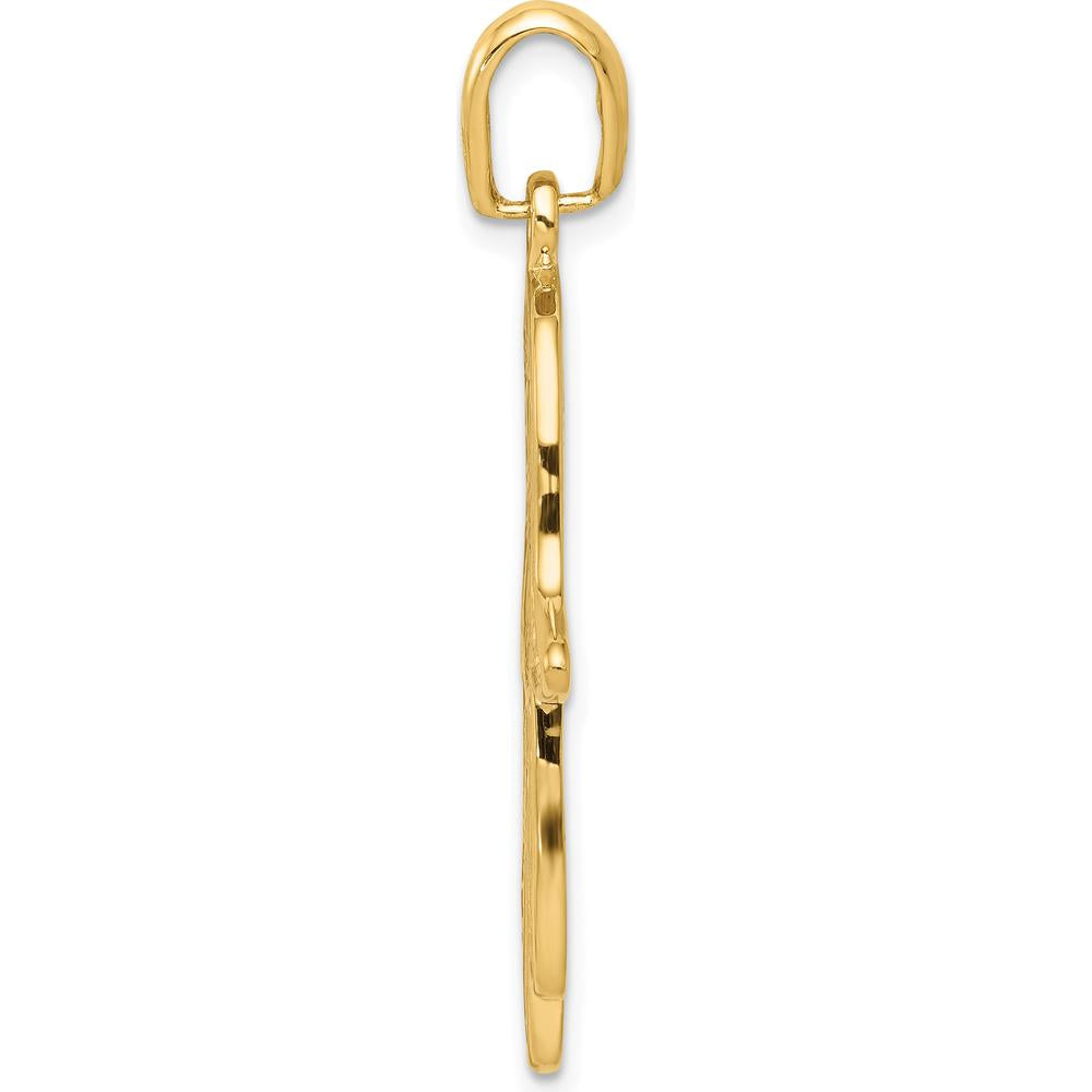 14K Yellow Gold Filigree Chamseh Pendant - Handcrafted Spiritual Charm by Oro Pregiato