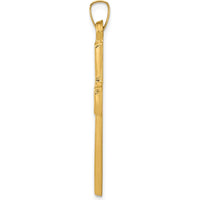 14K Yellow Gold Filigree Cross Pendant with Polished Finish - 36.75mm Length by Oro Pregiato