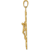 14K Yellow Gold Filigree Crucifix Pendant - Solid Cast Design by Oro Pregiato