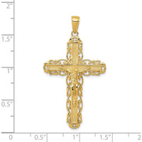 14K Yellow Gold Filigree Crucifix Pendant - Solid Cast Design by Oro Pregiato
