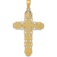 14K Yellow Gold Filigree Crucifix Pendant - Solid Cast Design by Oro Pregiato