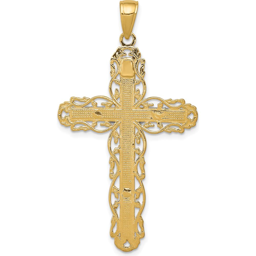 14K Yellow Gold Filigree Crucifix Pendant - Solid Cast Design by Oro Pregiato