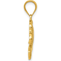 14K Yellow Gold Filigree Elephant Pendant - Symbolic Animal Charm with Intricate Design by Oro Pregiato