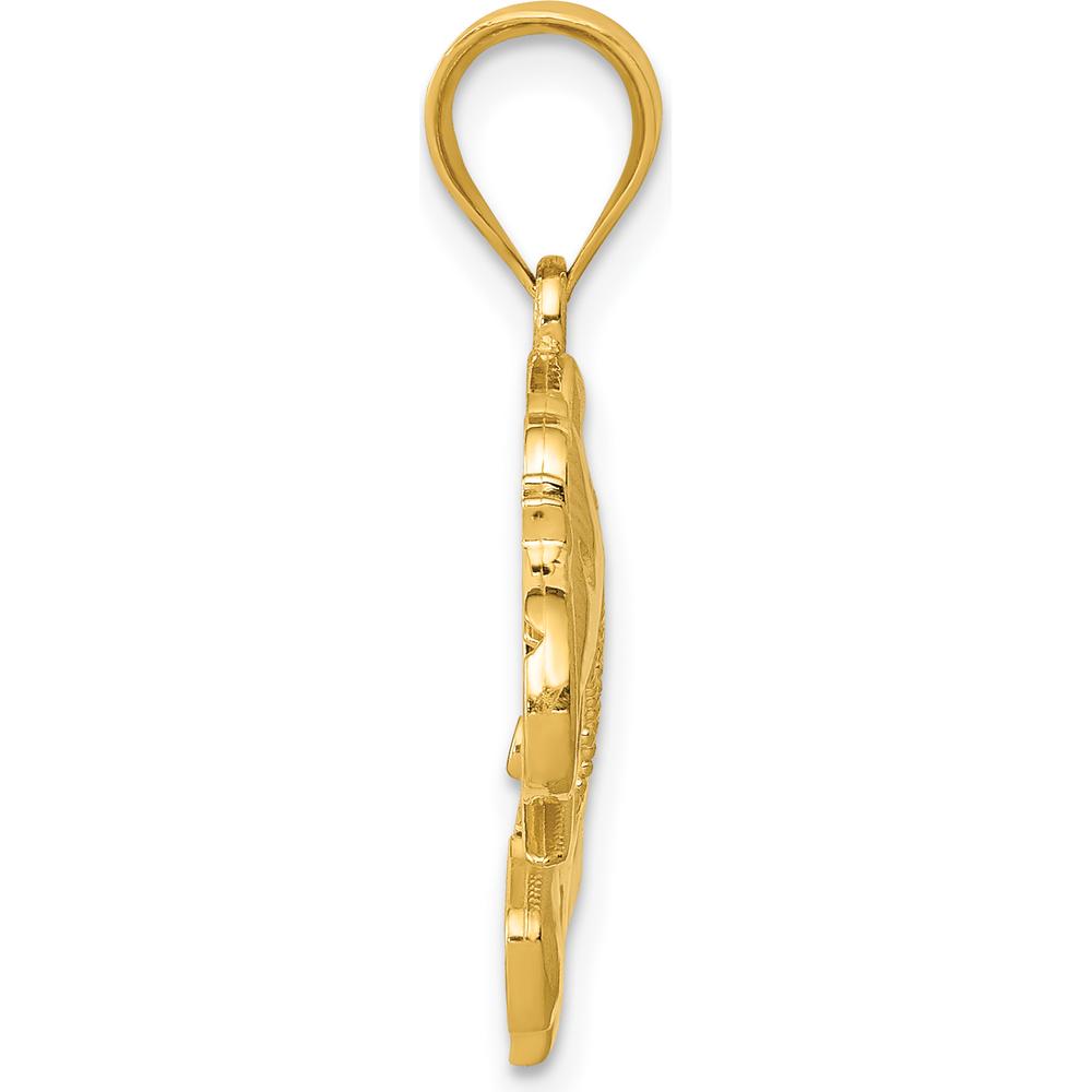 14K Yellow Gold Filigree Elephant Pendant - Symbolic Animal Charm with Intricate Design by Oro Pregiato
