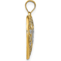 14K Yellow Gold Filigree Heart Charm with Rhodium Accents - Polished Finish by Oro Pregiato