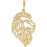 14K Yellow Gold Filigree Lion's Head Pendant - 46mm Length by Oro Pregiato