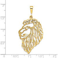 14K Yellow Gold Filigree Lion's Head Pendant - 46mm Length by Oro Pregiato