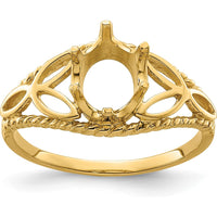 14K Yellow Gold Filigree Mounting for 8x6mm Oval Gemstone with Twisted Rope Detail by Monteluci Fine Jewelry