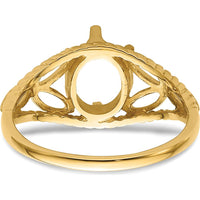 14K Yellow Gold Filigree Mounting for 8x6mm Oval Gemstone with Twisted Rope Detail by Monteluci Fine Jewelry