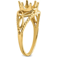 14K Yellow Gold Filigree Mounting for 8x6mm Oval Gemstone with Twisted Rope Detail by Monteluci Fine Jewelry