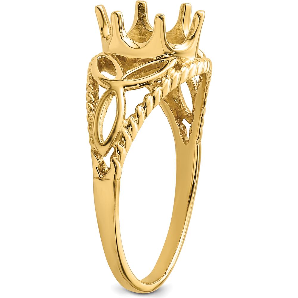 14K Yellow Gold Filigree Mounting for 8x6mm Oval Gemstone with Twisted Rope Detail by Monteluci Fine Jewelry