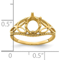 14K Yellow Gold Filigree Mounting for 8x6mm Oval Gemstone with Twisted Rope Detail by Monteluci Fine Jewelry