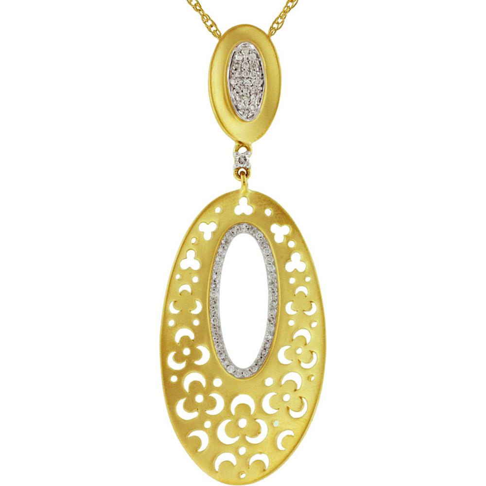 14K Yellow Gold Filigree Pendant with Round Diamonds - 0.27 Carats Total Diamond Weight
