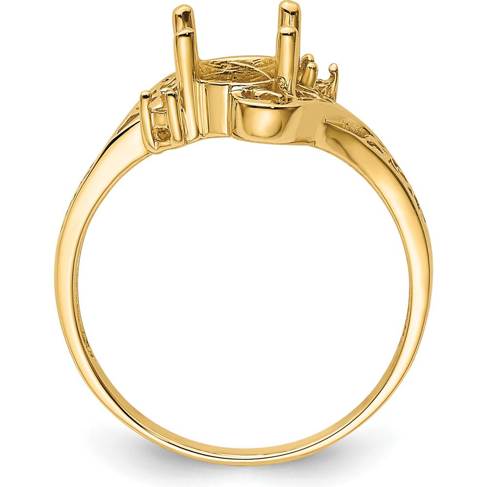 14K Yellow Gold Filigree Ring Mounting for 9x7 Oval Gemstone with Polished Finish by Monteluci Fine Jewelry