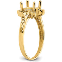 14K Yellow Gold Filigree Ring Mounting for 9x7 Oval Gemstone with Polished Finish by Monteluci Fine Jewelry